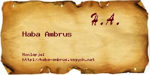Haba Ambrus névjegykártya